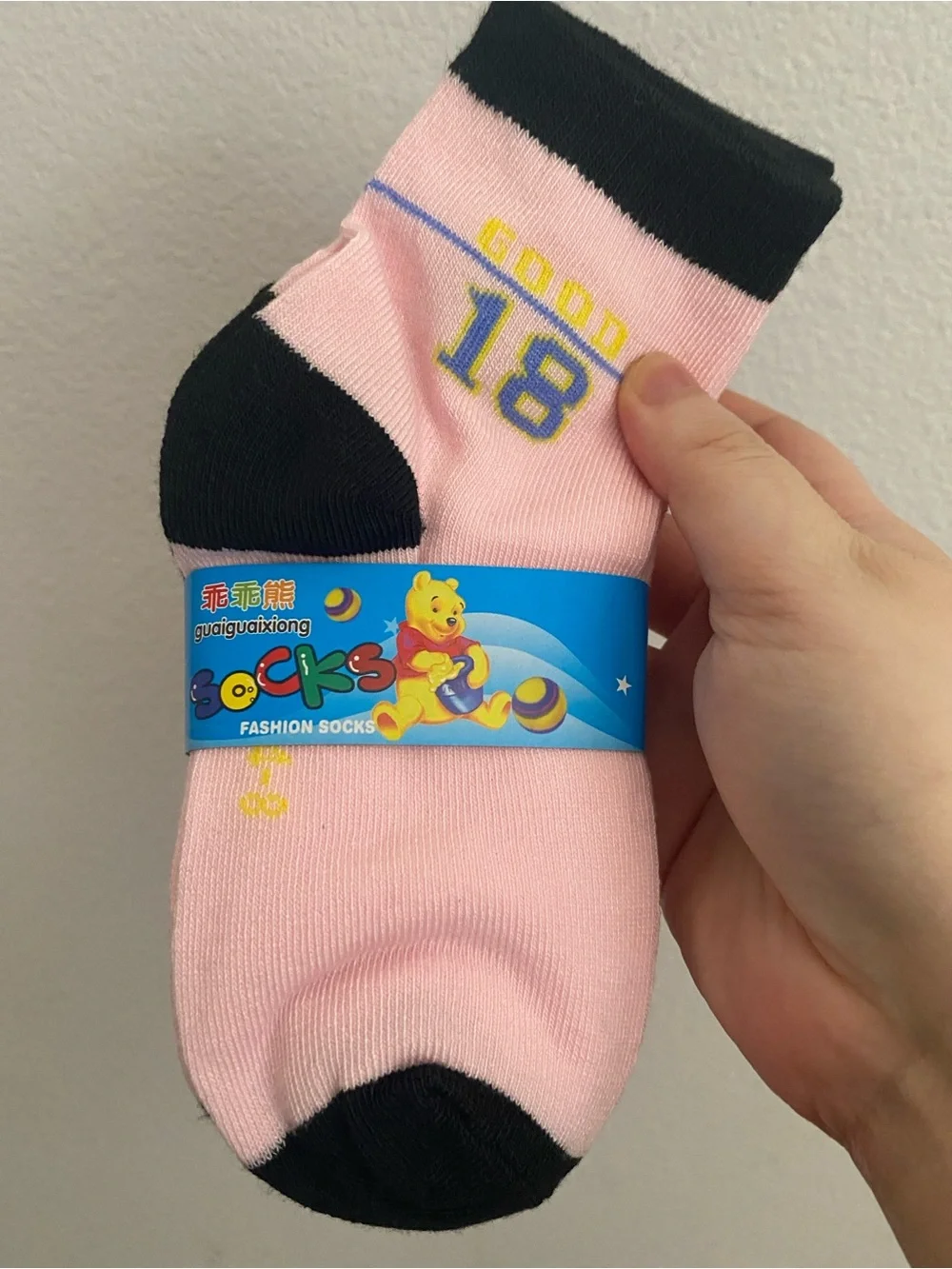 Pink and Black Kids Socks - '18' Graphic